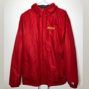 This is a Cheerleader Jacket that has the logo of “mustangs cheer”.